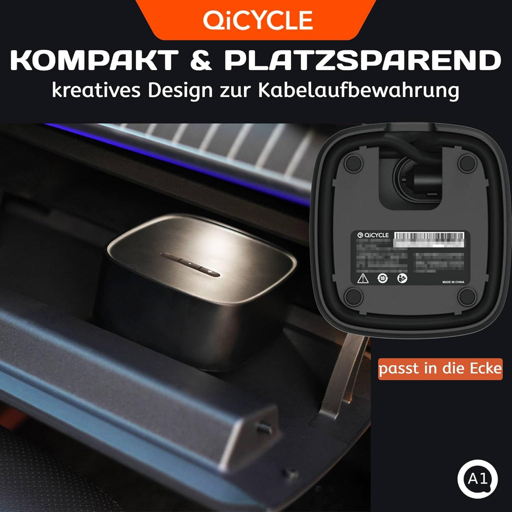 QiCYCLE A1, 12V Elektrische Luftpumpe, Tragbare Autopumpe aus der Xiaomi Eco-Chain, Reifenfüllkompressor,  mit ein Schrader-/Presta-Anschluss